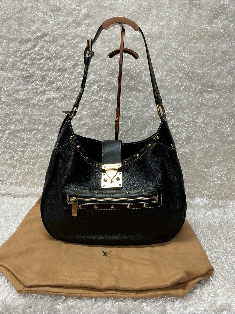 Louis Vuitton Suhali Hobo with Gold-Tone Stud and Lock Detail